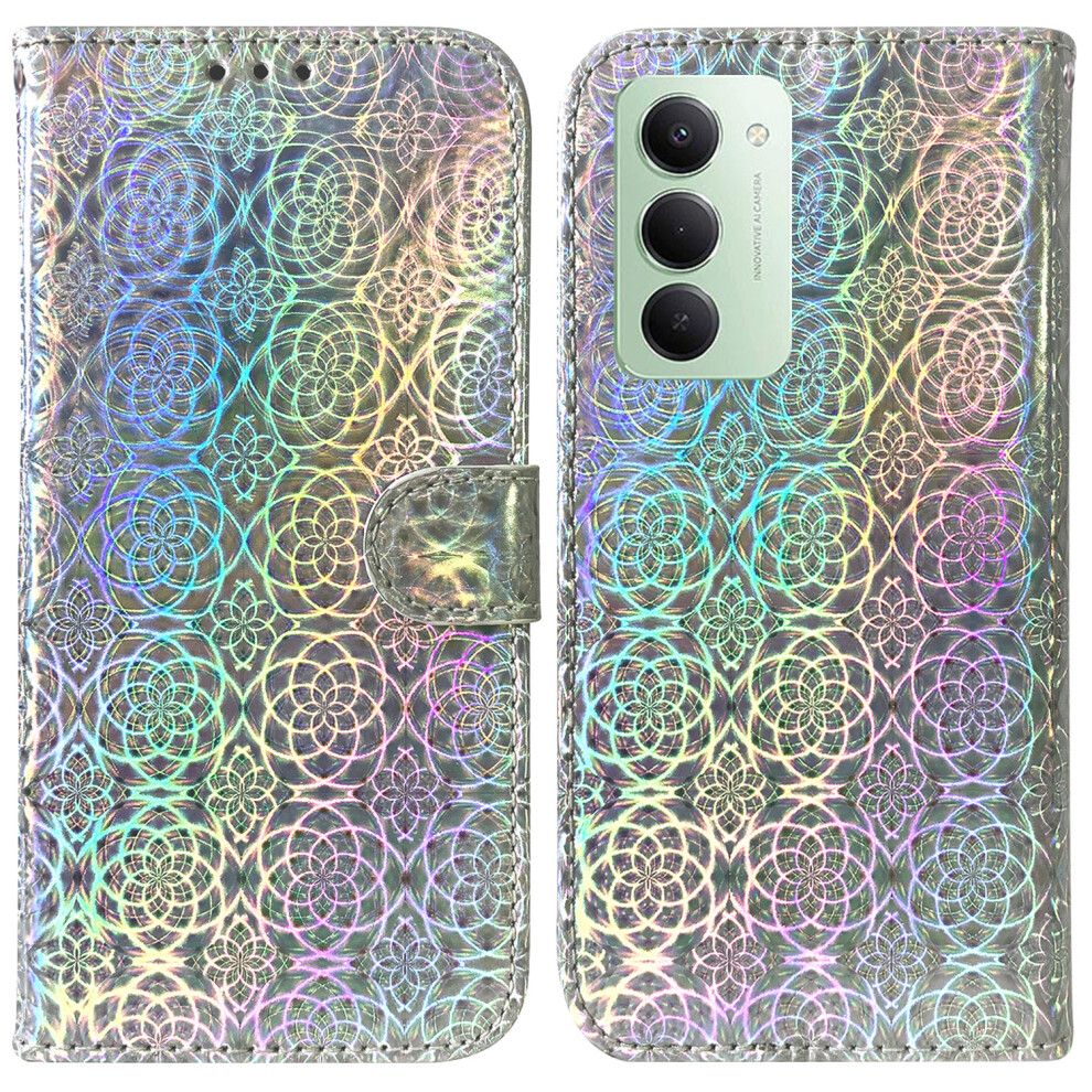 (Grey) For Xiaomi Redmi 15 4G (Eu) (171Mm) Stand Case Dazzling Flower Leather Phone Cover With Wrist Strap Grey 6914299107613