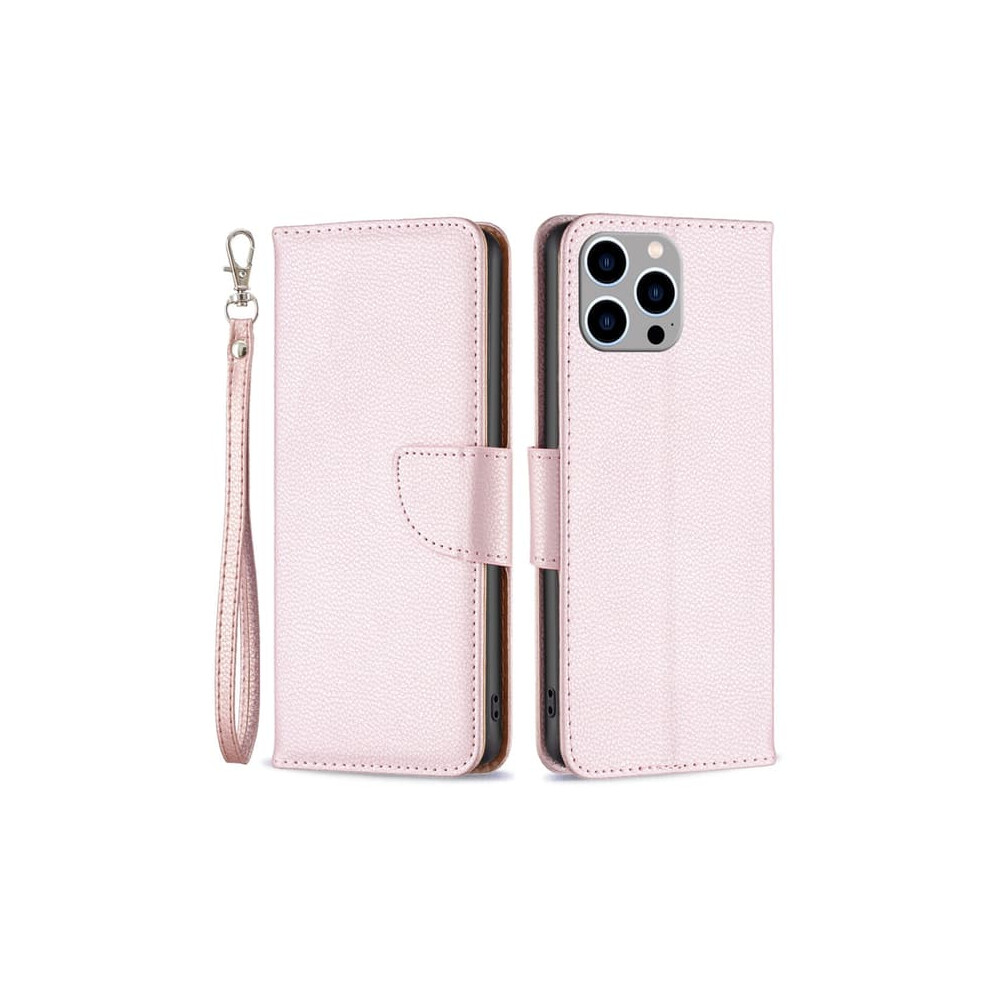 Skalo Iphone 15 Pro Max Litchi Texture Wallet Case Rose Gold 962125223651