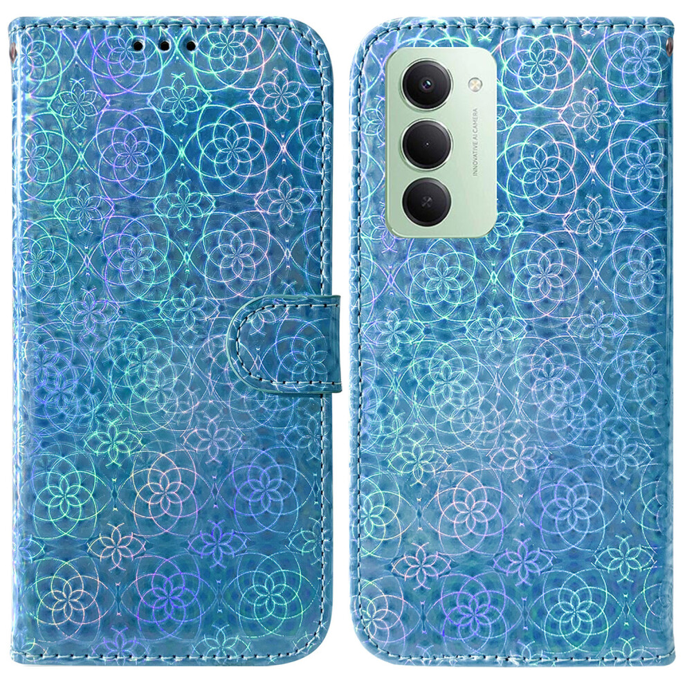 (Blue) For Xiaomi Redmi 15 4G (Eu) (171Mm) Stand Case Dazzling Flower Leather Phone Cover With Wrist Strap Blue 6914290067381