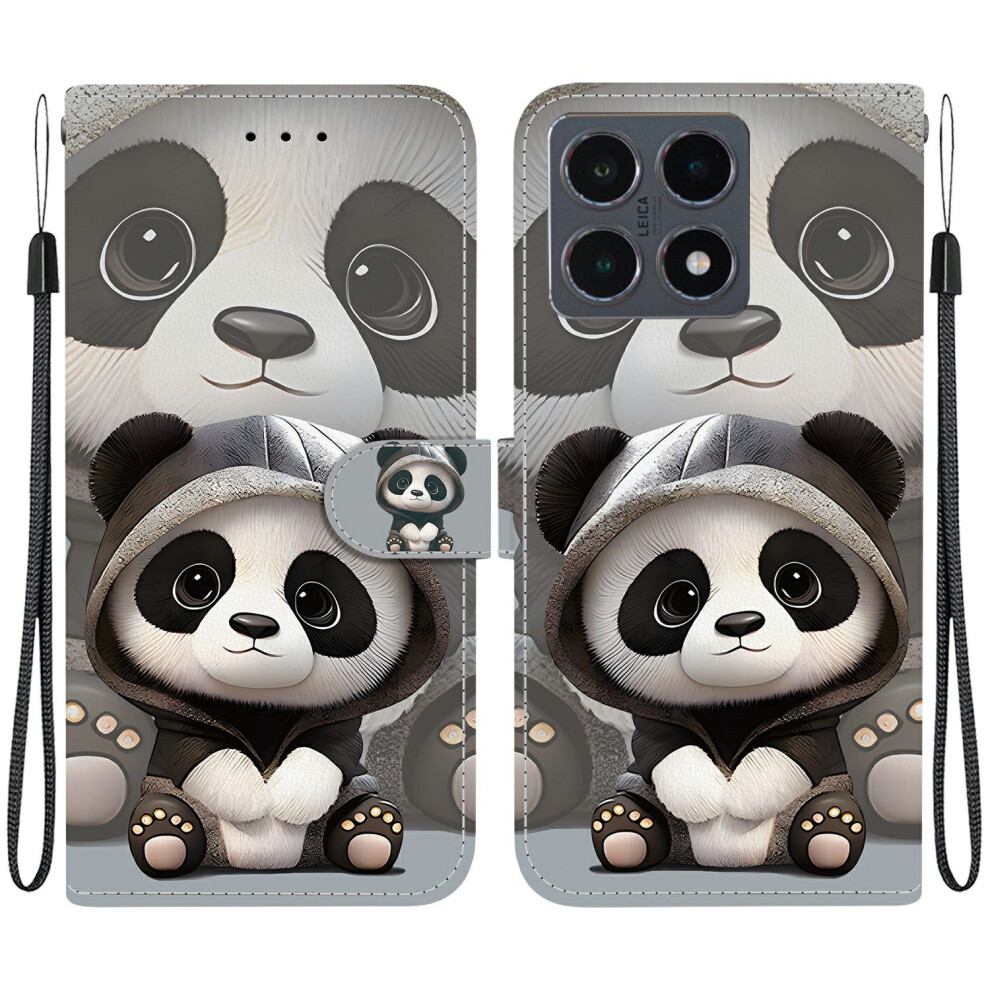 (Panda) For Xiaomi 15T Wallet Case Pattern Printing Leather Stand Phone Cover With Strap 6914299170440