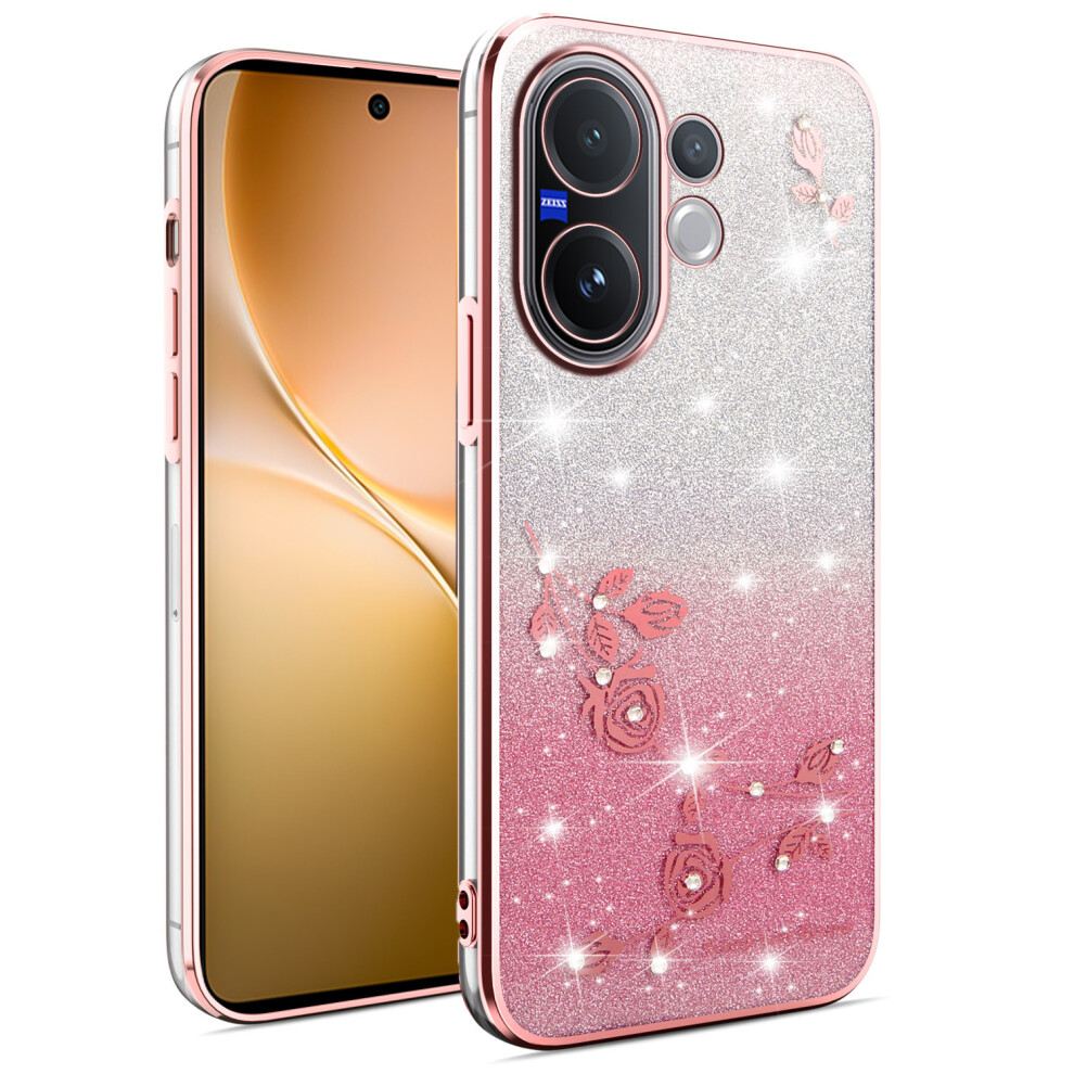 (Rose ) Kadem For Vivo V60 5G Case Flower Tpu Flexible Gradient Phone Cover Gold 6914294714595