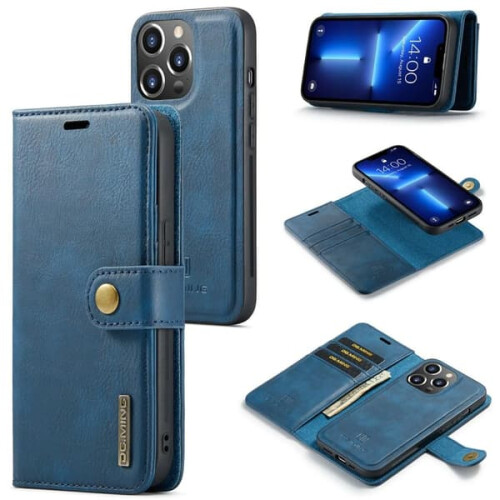 Capa carteira magnética 2 em 1 DG MING compatível com iPhone 15 Pro - Azul
