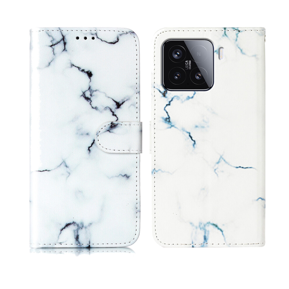( Marble) For Xiaomi 15T Stand Case Marble Painted Folio Flip Leather Wallet Phone Cover White 6914297113432