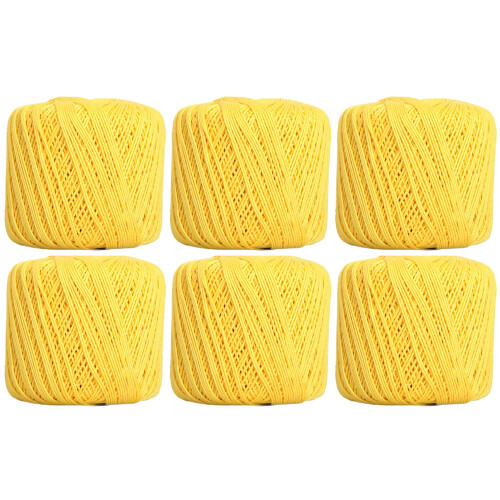 Threadart Mercerized Cotton Thread Size 3 Yellow 6-Pack