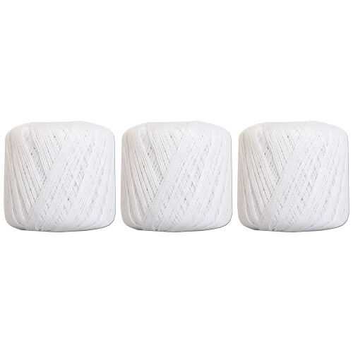 Threadart cotton crochet thread size 3 white 3-pack