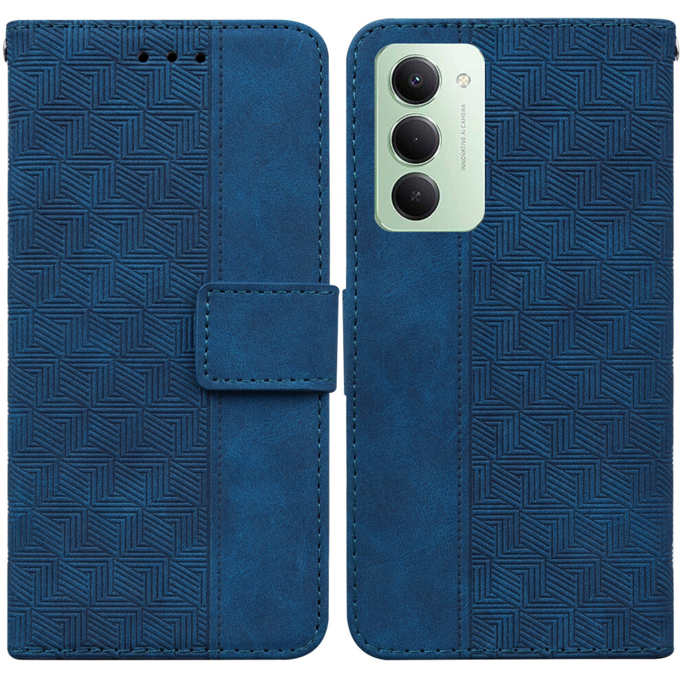 (Blue) For Xiaomi Redmi 15 5G (Global) (169Mm) Case Geometry Pattern Leather Wallet Phone Cover With Wrist Strap Blue 6914299238720