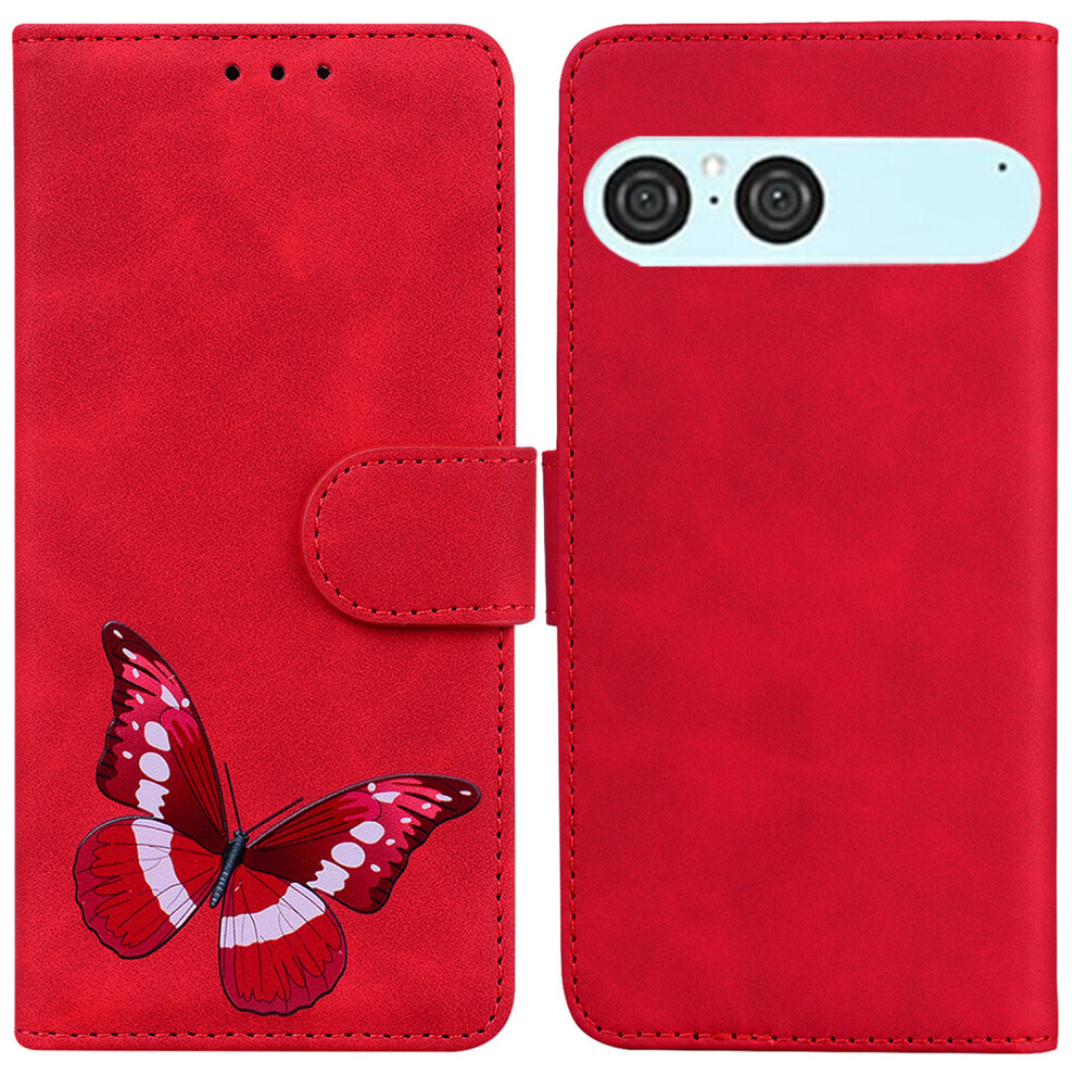 (Red) For Sony Xperia 10 Vii Stand Case Pu Leather Phone Cover Butterfly Printed Red 6914294953345