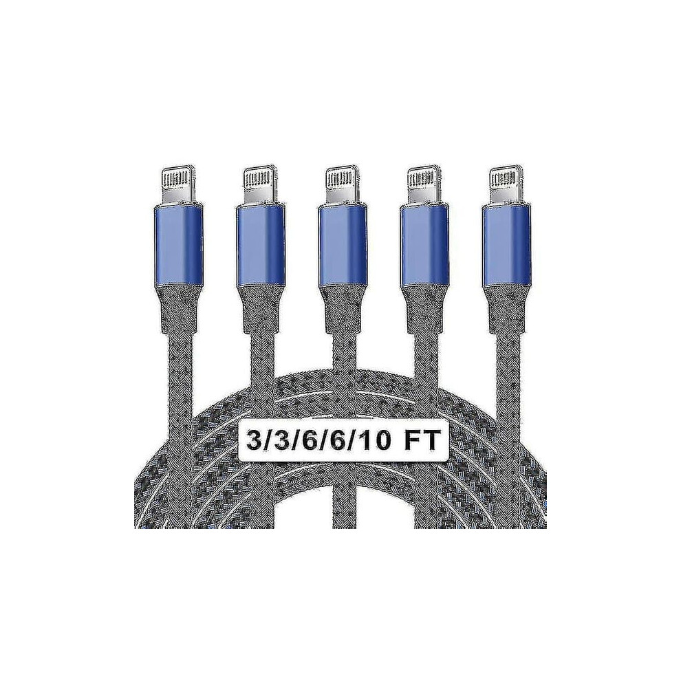 Lightning Cable Nylon Iphone Fast Charging 5-Pack 962125224528