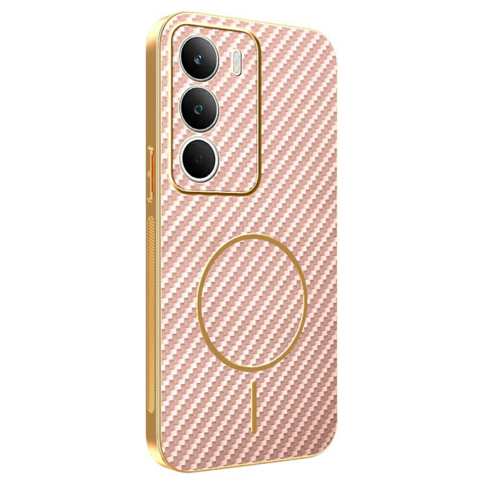 (Pink) For Realme C71 4G Phone Case Carbon Fiber Textured Electroplated Tpu Back Cover Pink 6914298035184