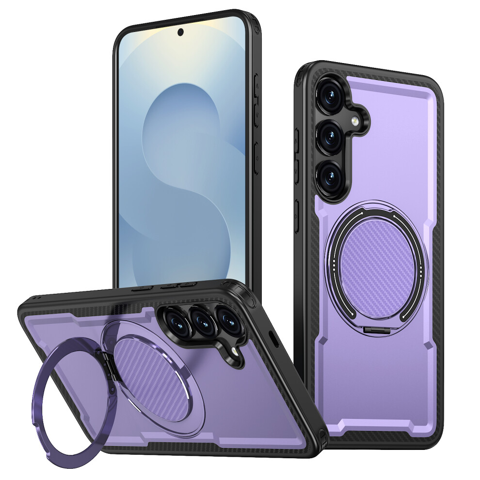 (Purple) For Samsung Galaxy S25 / Galaxy S24 Magnetic Case Tpu + Pc Kickstand Phone Cover Purple 6914298322840