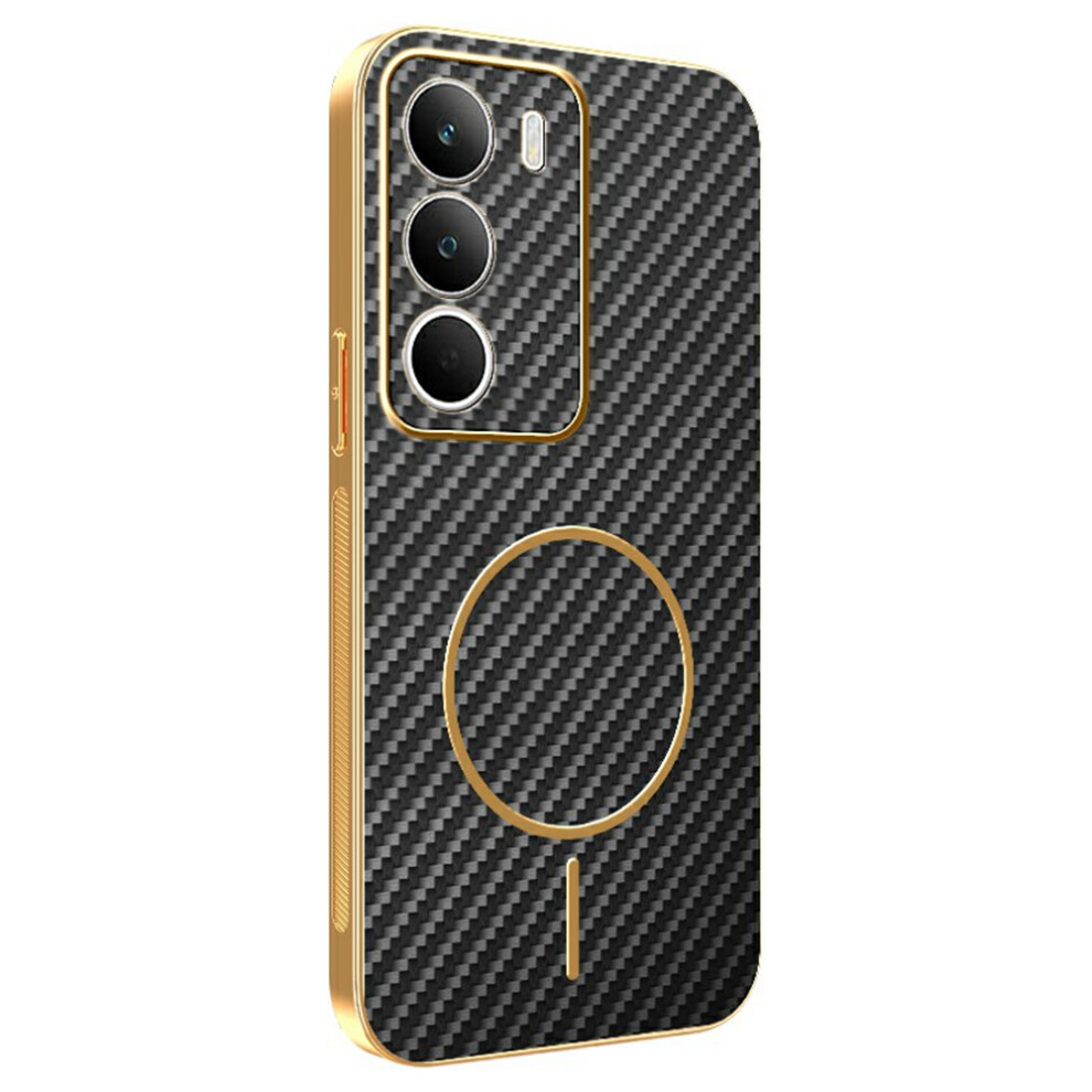 (Black) For Realme C71 4G Phone Case Carbon Fiber Textured Electroplated Tpu Back Cover Black 6914290603510
