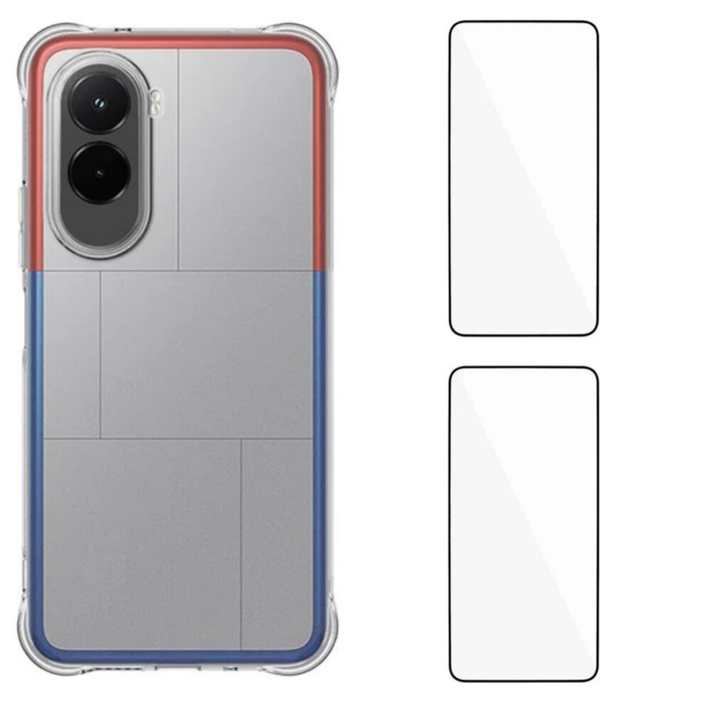 (Transparent) Wanlonfeng For Xiaomi Poco M7 Plus 5G / M7 4G (169Mm) Tpu Case Wl2 Series 2.0Mm Phone Cover With 2Pcs Tempered Glass Films 6914292318641
