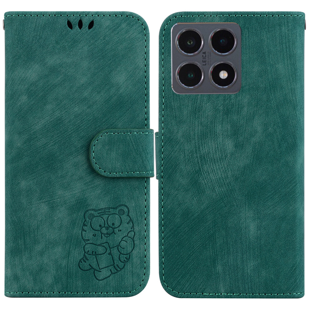 (Green) For Xiaomi 15T Wallet Case Tiger Imprint Leather Shockproof Phone Cover With Wrist Strap Green 6914290710133