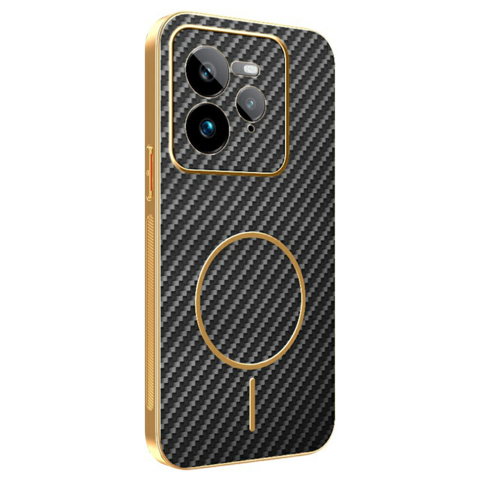 (Black) For Realme Gt 7 Pro 5G Phone Case Carbon Fiber Textured Electroplated Tpu Back Cover Black 6914299219620