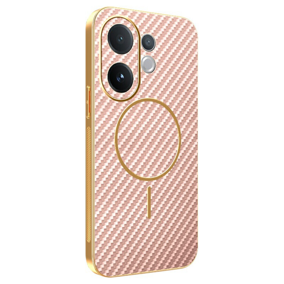 (Pink) For Vivo V60 5G Phone Case Carbon Fiber Textured Electroplated Tpu Back Cover Pink 6914293267849