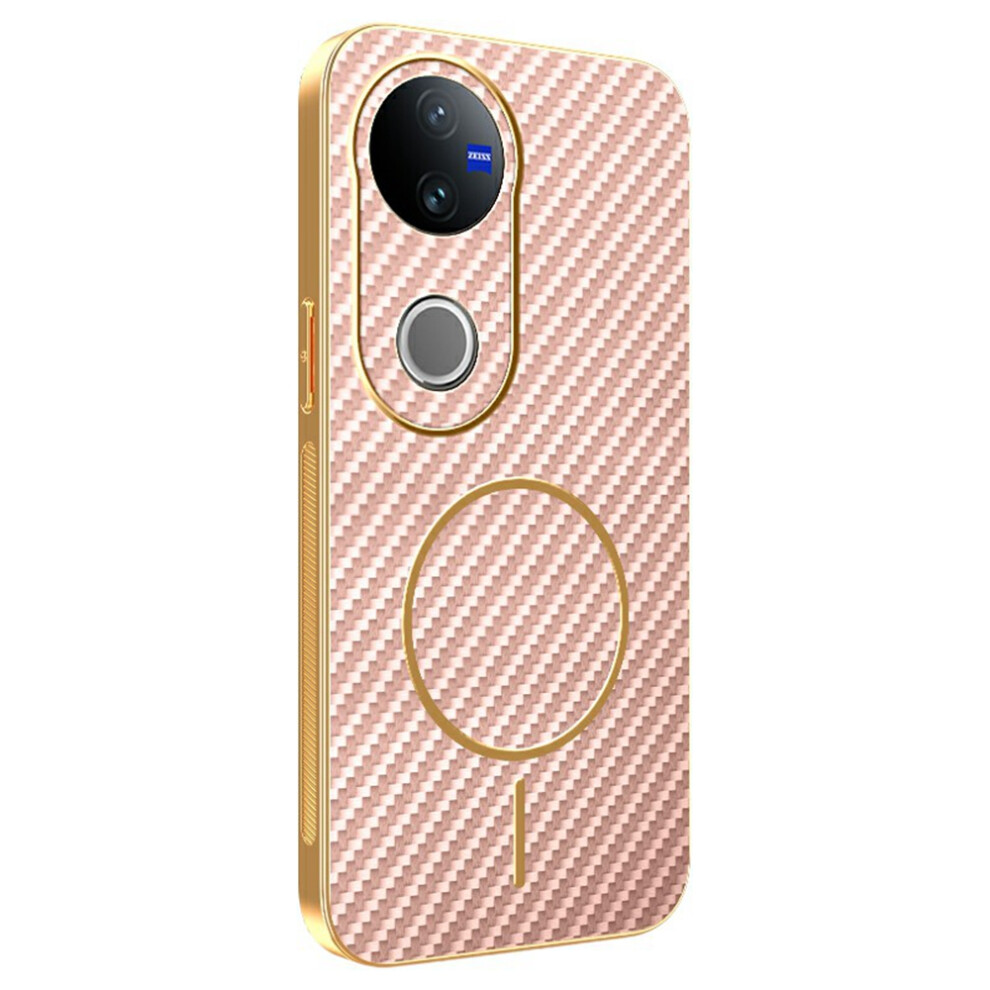 (Pink) For Vivo V5 Phone Case Carbon Fiber Textured Electroplated Tpu Back Cover Pink 6914295292108