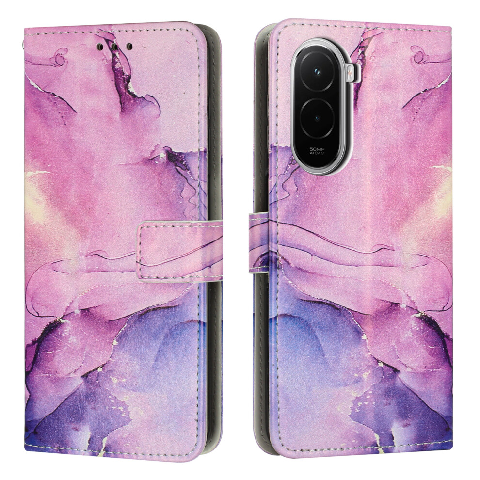 (Purple) For Xiaomi Poco M7 4G (169Mm) Stand Case Marble Pattern Pu Leather Wallet Phone Cover Purple 6914295575188
