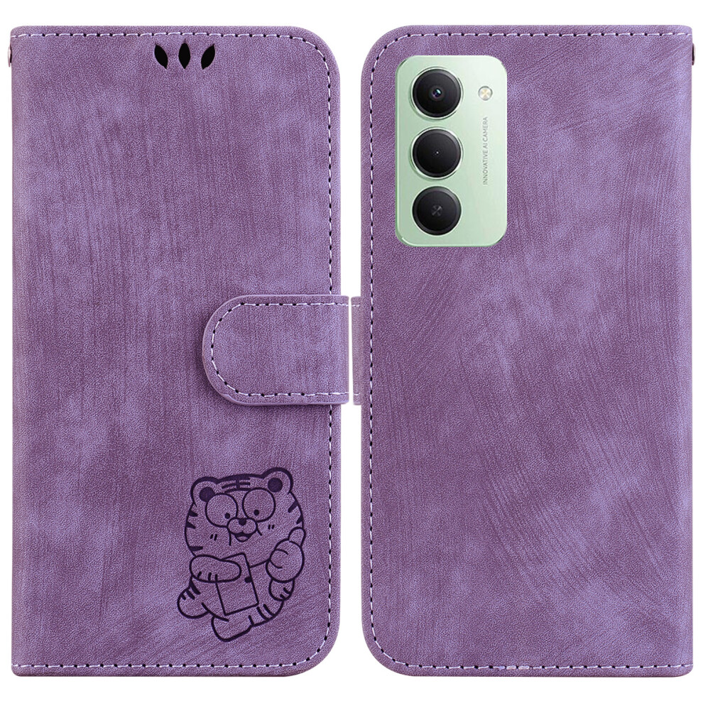 (Purple) For Xiaomi Redmi 15 4G (Eu) (171Mm) Wallet Case Tiger Imprint Leather Shockproof Phone Cover With Wrist Strap Purple 6914295852647