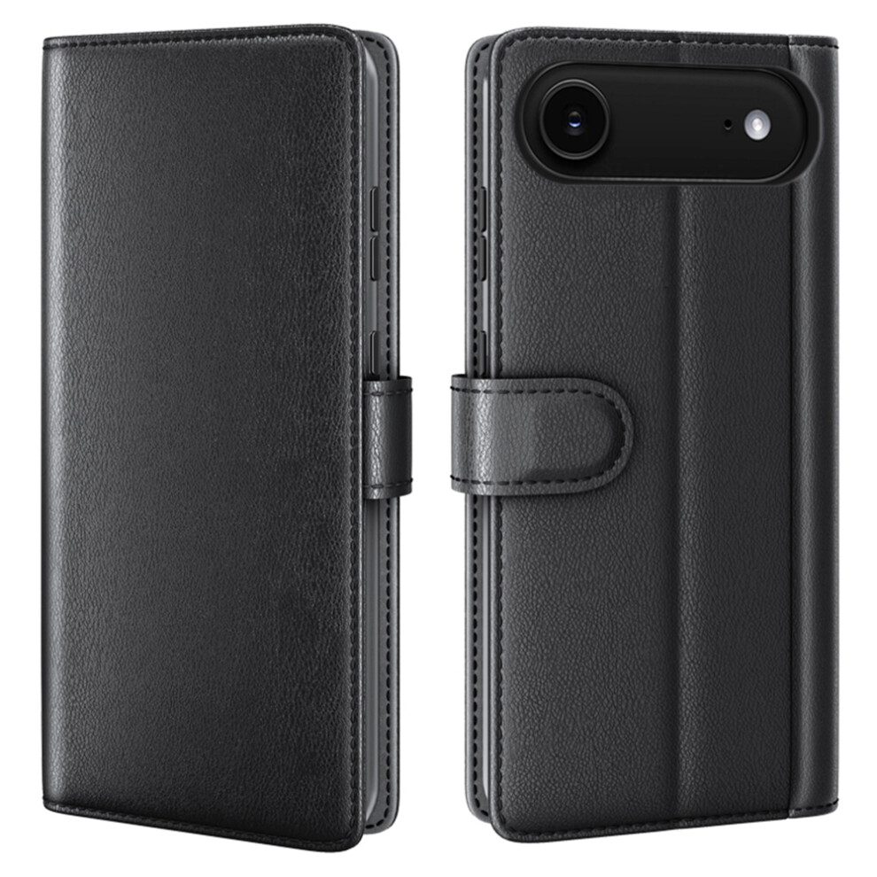 (Black) Amorus For Iphone Air Stand Cases Calf Texture Genuine Split Leather Wallet Phone Cover Black 6914298924563