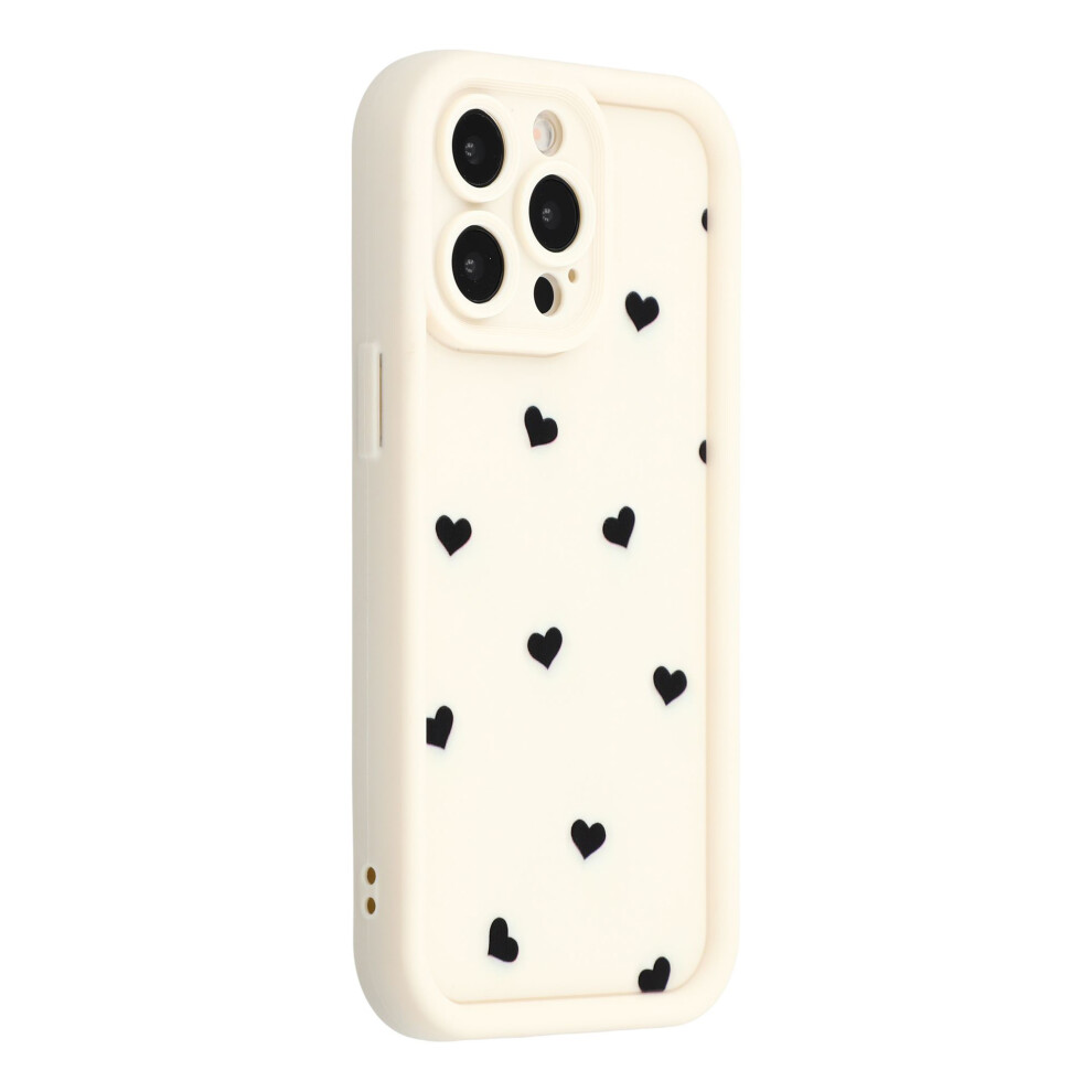 (White) For Iphone 13 Pro Case Heart Pattern Tpu Phone Cover With Stepped Edge White 6914293033406