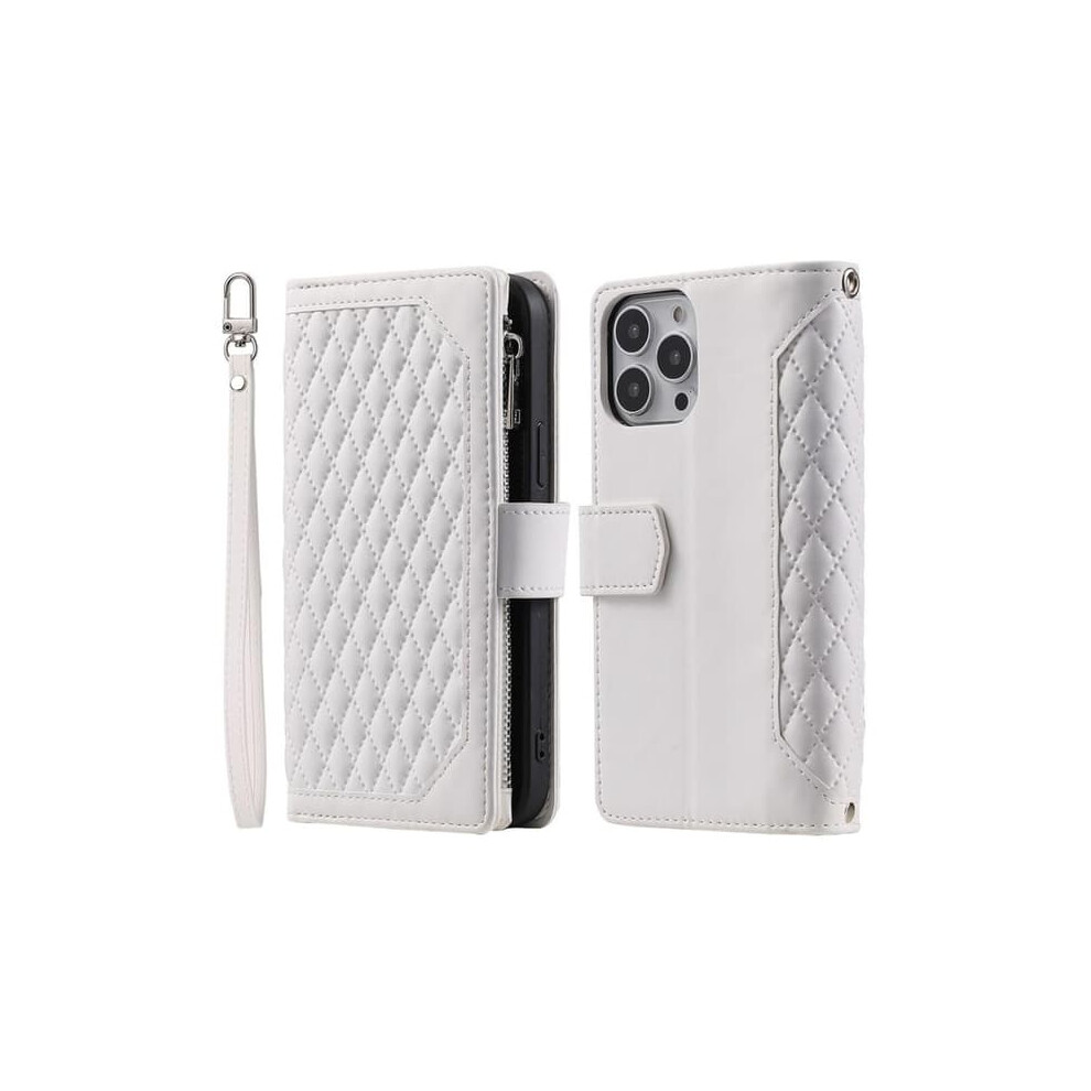 Iphone 14 Pro Wallet Case Rhombus Pattern White 962125239867