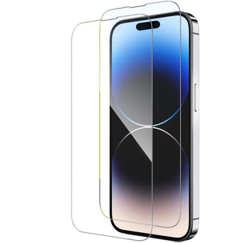 Pacote com 2 unidades - compatível com iPhone 15 Pro Max - Protetor de tela de vidro temperado