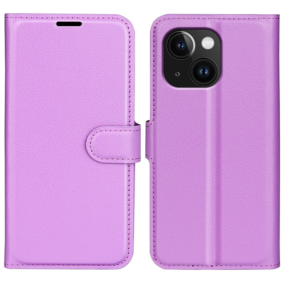 (Purple) Amorus For Iphone 15 Wallet Case Litchi Texture Shockproof Leather Flip Stand Phone Cover Purple 6914291913298