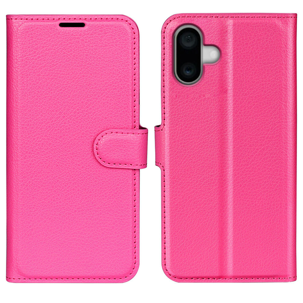 (Rose) Amorus For Iphone 16 Wallet Case Litchi Texture Shockproof Leather Flip Stand Phone Cover 6914291880002