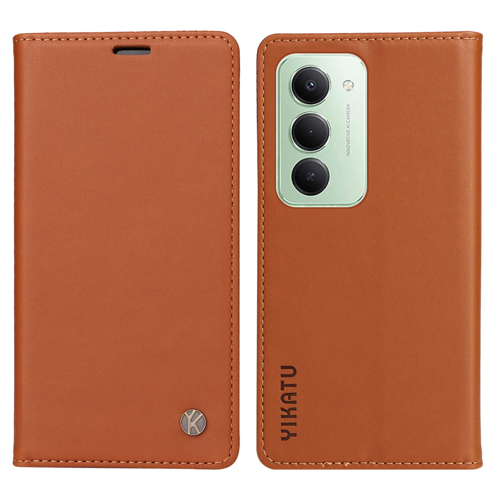 (Brown) Yikatu For Xiaomi Redmi 15 4G (Eu) (171Mm) Phone Cases Magnetic Closure Pu Leather Mobile Cover Brown 6914291209162