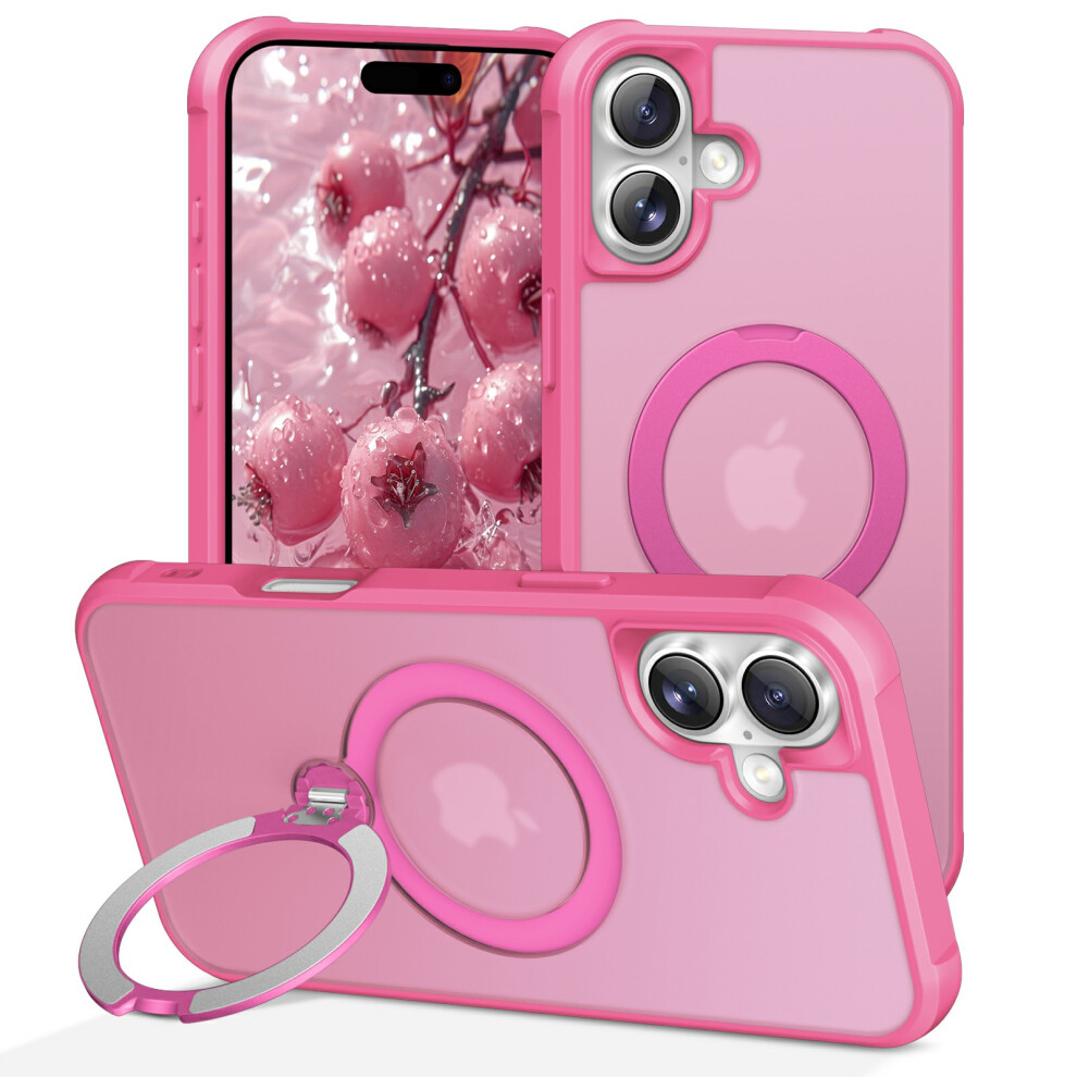 (Rose) For Iphone 17 Case Compatible With Magsafe Kickstand Tpu Pc Shockproof Phone Back Cover 6914293552945