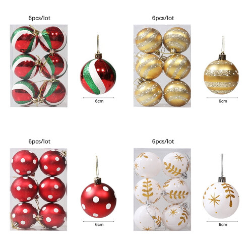 Christmas tree balls glitter gold white red 6 cm 1