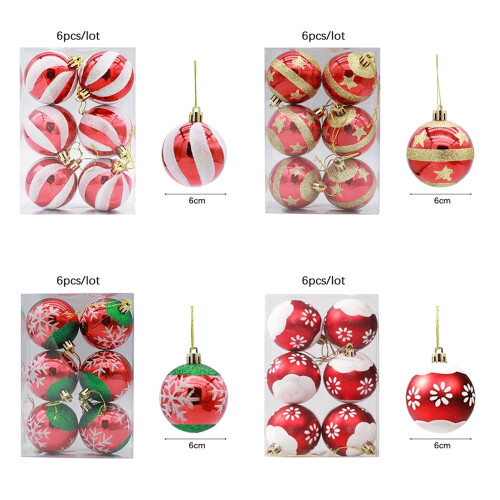 Christmas tree balls glitter gold white red 6 cm 2
