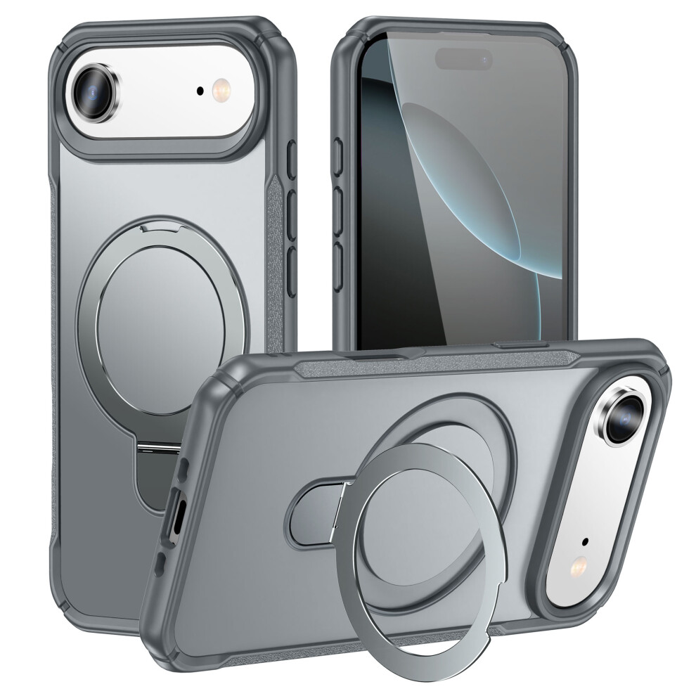 (Grey) For Iphone Air Shockproof Case Tpu + Pc Phone Cover Compatible With Magsafe Rotating Kickstand Grey 6914294523661