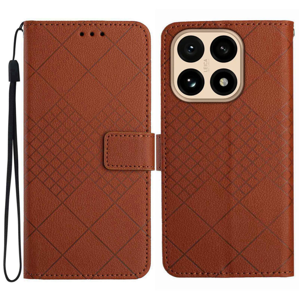 (Brown) For Xiaomi 15T Case Wallet Imprint Pu Leather Flip Folio Phone Cover Brown 6914299807650