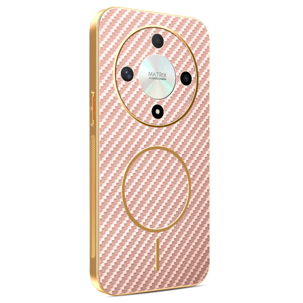 (Pink) For Honor X9b 5G / Magic6 Lite 5G Phone Case Carbon Fiber Textured Electroplated Tpu Back Cover Pink 6914296750577