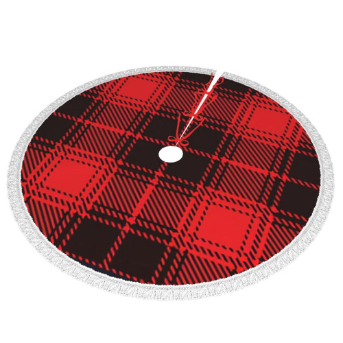 Christmas tree skirt plaid 48 inch 1