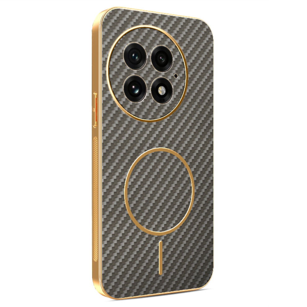 (Coffee) For Oneplus 13 Phone Case Carbon Fiber Textured Electroplated Tpu Back Cover Brown 6914291669409
