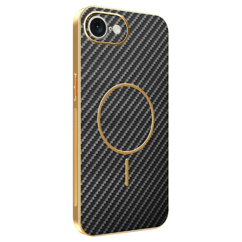 (Black) For Iphone 17E / 16E Phone Case Carbon Fiber Textured Electroplated Tpu Back Cover Black 6914295006897