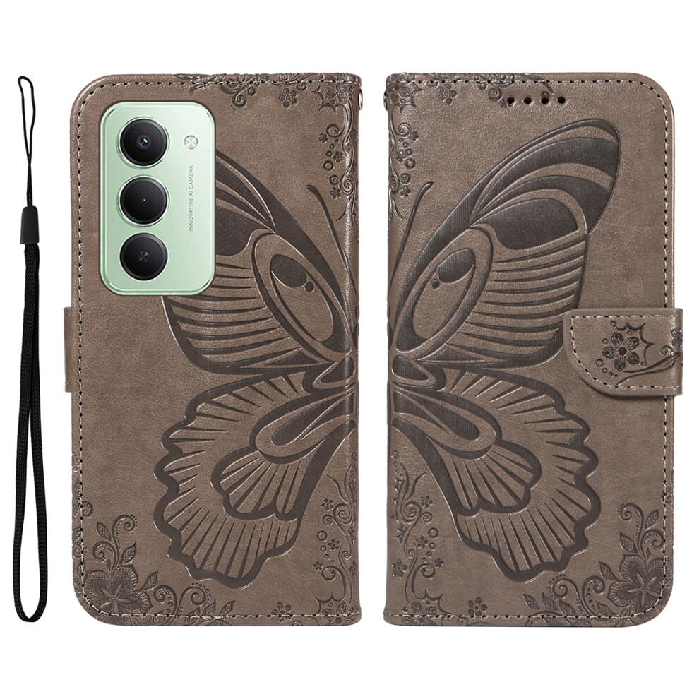 (Grey) For Xiaomi Redmi 15 5G (Global) (169Mm) Case Butterfly Pattern Pu Leather Folio Flip Phone Cover Grey 6914290456345