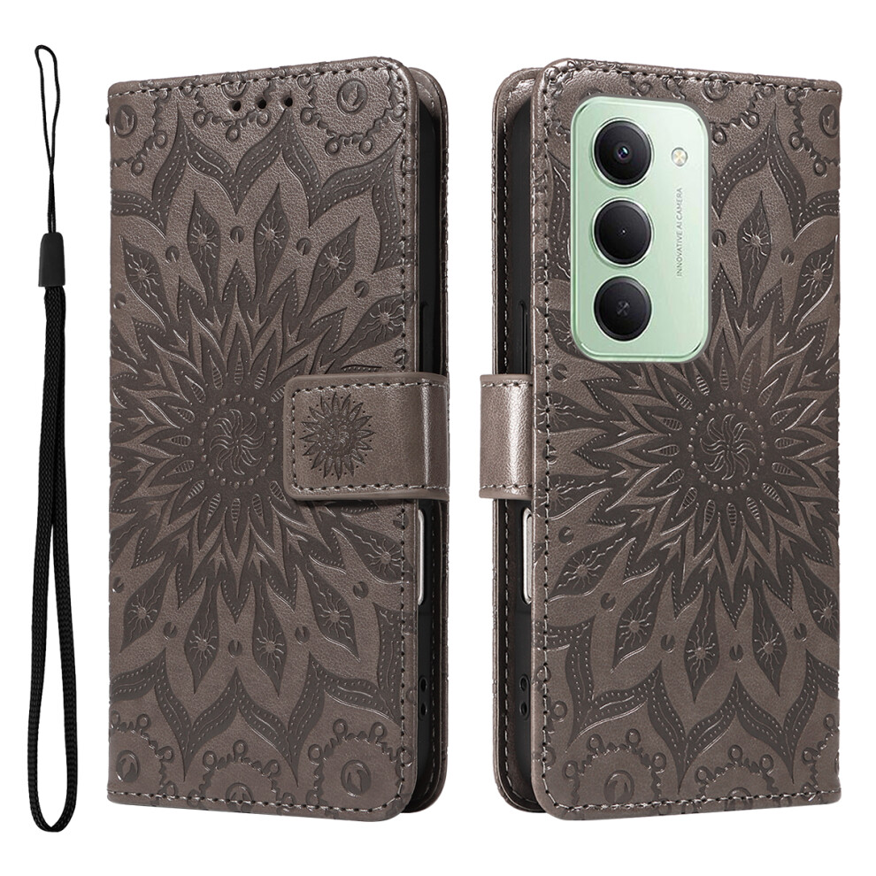 (Grey) For Xiaomi Redmi 15 4G (Eu) (171Mm) Leather Wallet Case Sunflower Imprinted Phone Cover Grey 6914294241008