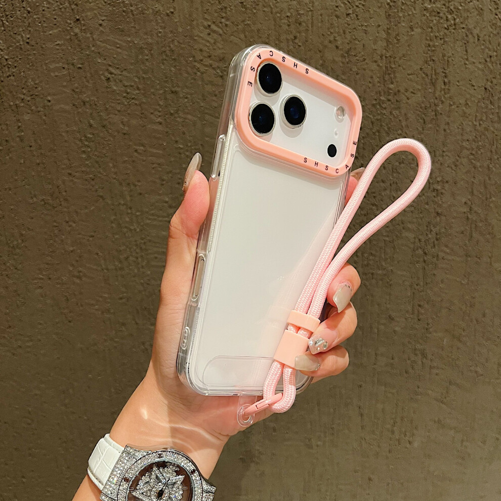 (Transparent) For Iphone 17 Pro Max Case Clear Contrasting Colors Shockproof Tpu Phone Back Cover With Wrist Strap 6914294922020
