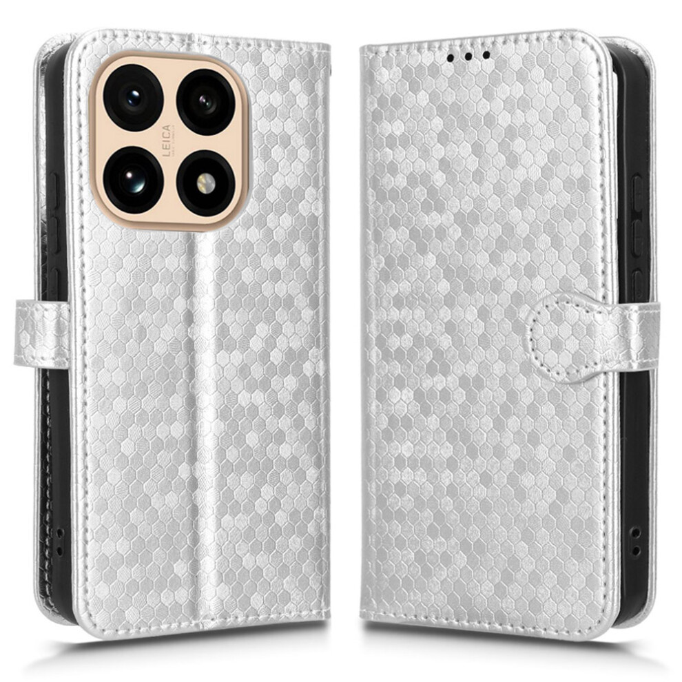 (Silver) For Xiaomi 15T Wallet Case Dot Pattern Imprint Pu Leather Phone Cover With Wrist Strap Silver 6914297440118