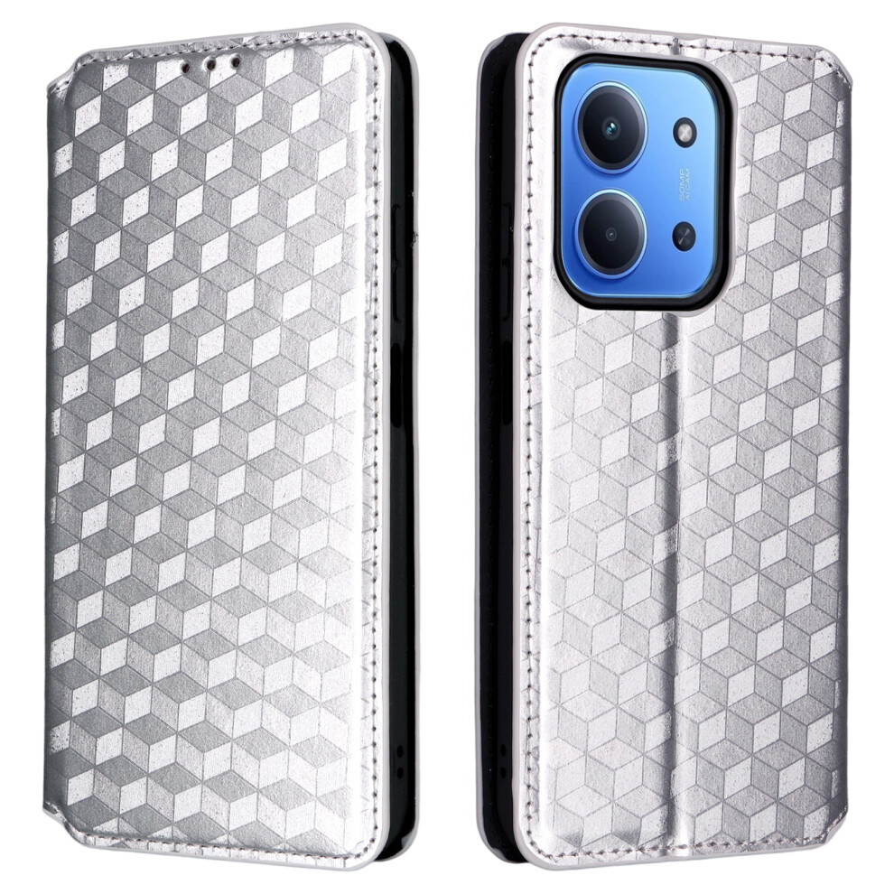 (Silver) Leather Case For Xiaomi Redmi 15C 4G (Eu) (173Mm) / 15C 5G (Eu) (173Mm) / Poco C85 4G (173Mm) Wallet Rhombus Imprinted Phone Cover Silver 6914291465872