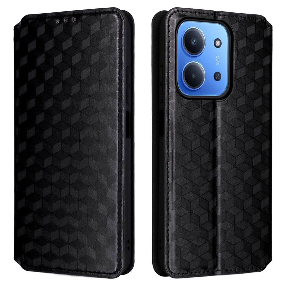 (Black) Leather Case For Xiaomi Redmi 15C 4G (Eu) (173Mm) / 15C 5G (Eu) (173Mm) / Poco C85 4G (173Mm) Wallet Rhombus Imprinted Phone Cover Black 6914290820108