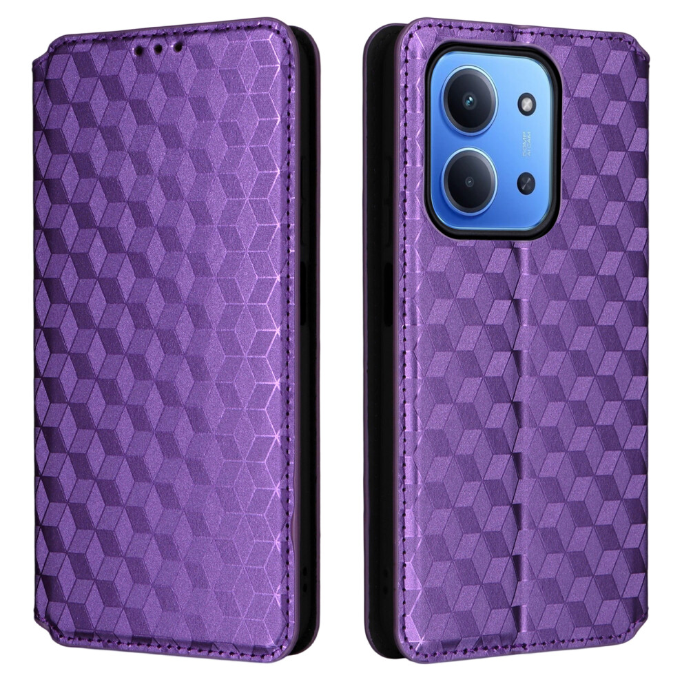(Purple) Leather Case For Xiaomi Redmi 15C 4G (Eu) (173Mm) / 15C 5G (Eu) (173Mm) / Poco C85 4G (173Mm) Wallet Rhombus Imprinted Phone Cover Purple 6914296411034