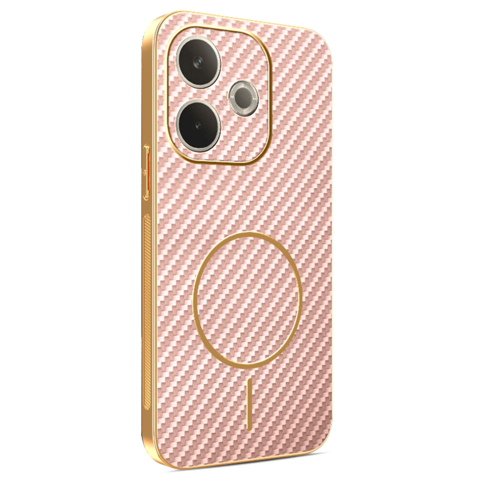 (Pink) For Oppo A5 Pro 4G (Global) / 5G (Global) Phone Case Carbon Fiber Textured Electroplated Tpu Back Cover Pink 6914295338783
