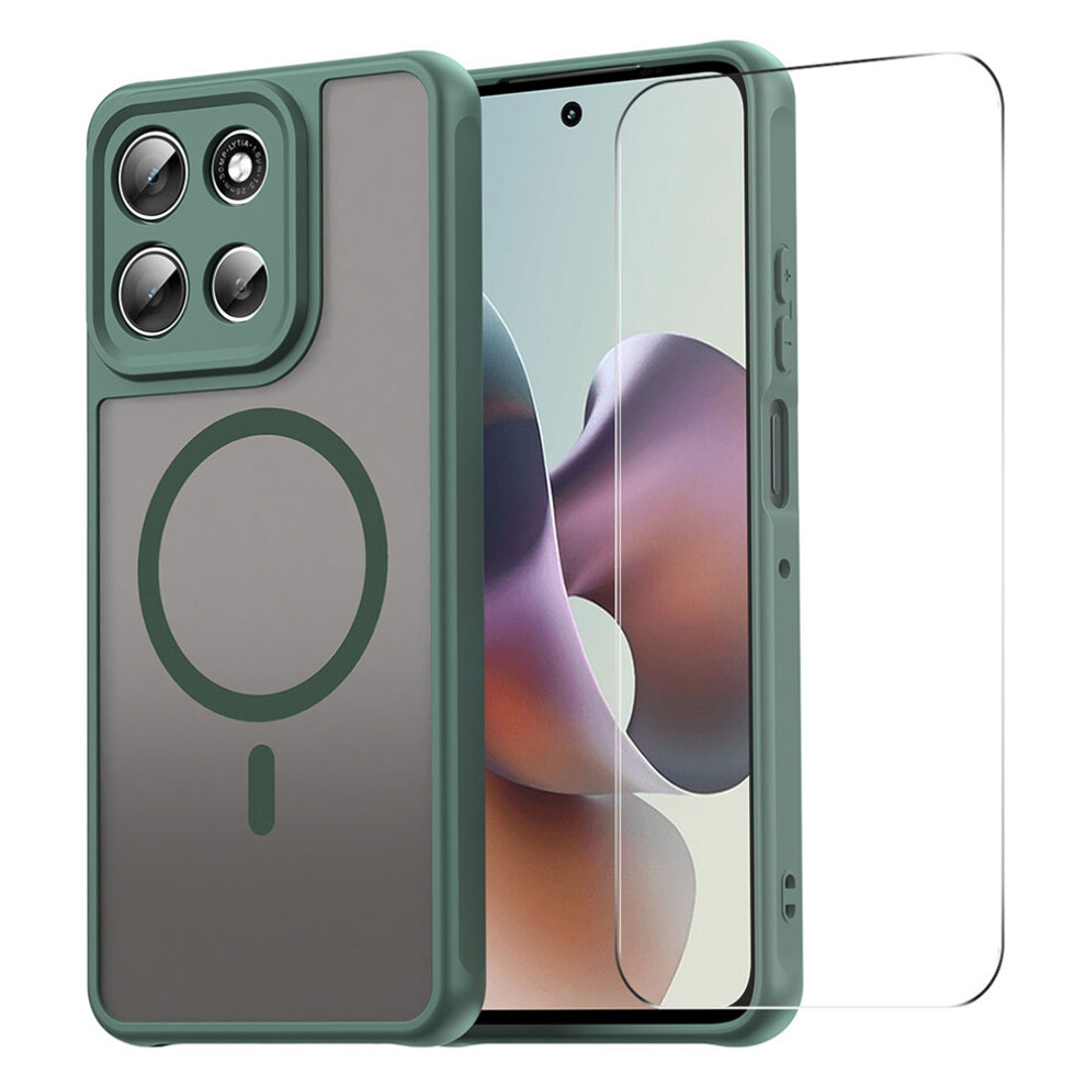(Green) Enkay Hat Prince For Motorola Moto G56 5G / G66j 5G / G66y 5G Magnetic Case With 9H Tempered Glass Pc Tpu Matte Phone Cover Green 6914297858760