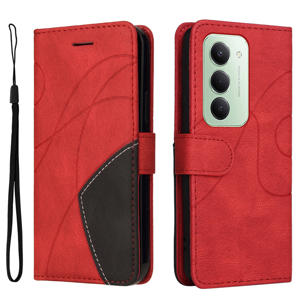 (Red) For Xiaomi Mi 15 5G (Global) (169Mm) Leather Phone Case Stand Wallet With Bi-Colour Splicing Design Red 6914296158038