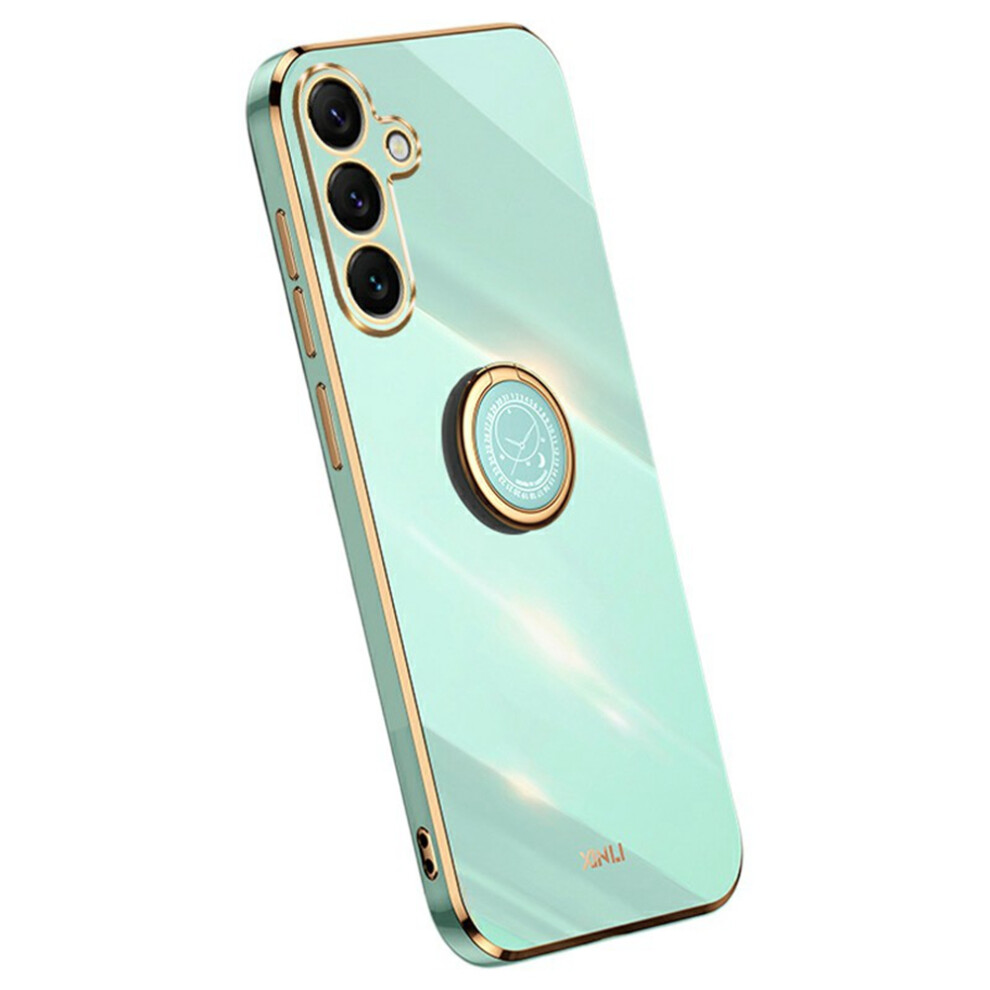 (Cyan) Xinli For Samsung Galaxy S25 Fe Case Ring Kickstand Electroplating Tpu Phone Cover Blue 6914297852539