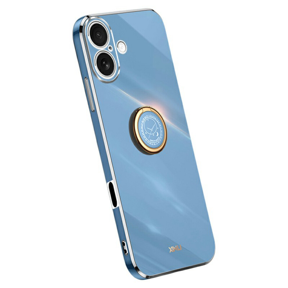 (Blue) Xinli For Iphone 17 Case Ring Kickstand Electroplating Tpu Phone Cover Blue 6914292876752